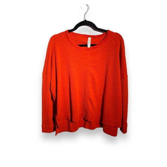 ANTHROPOLOGIE Orange Oversized Thermal Top - Picture 2 of 6